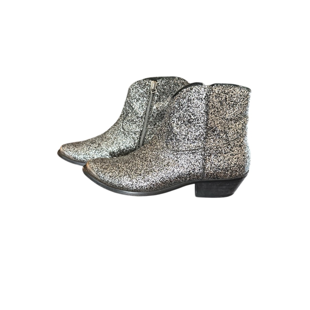 Golden Goose Glitter Sparkling Silver Western Ankle Booties